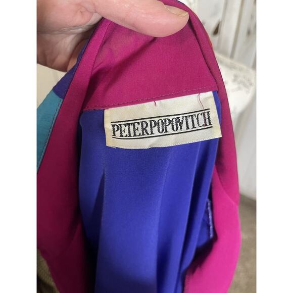 Vintage Peter Popovitch Jacket Bold Bright Print Zip Front 80s Size XL - Picture 4 of 6